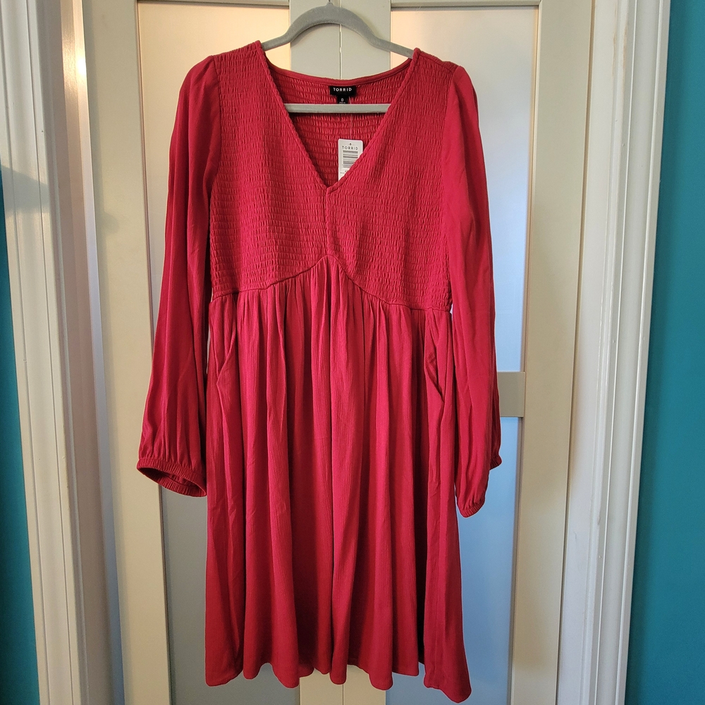 Torrid Red Smocked Top DRESS